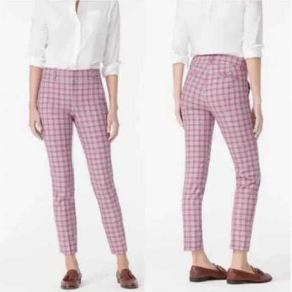 J. Crew Pants - J Crew Cameron Slim Cropped Pants in Pink Plaid